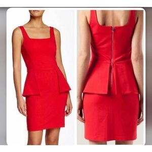 Cut25 by Yigal Azrouël Peplum Red MIDI Dress Size 6